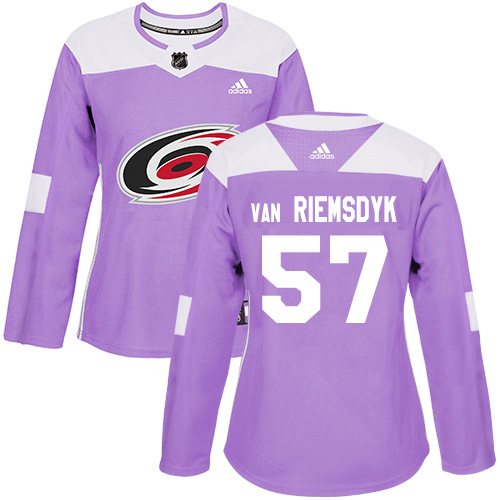 Adidas Hurricanes #57 Trevor Van Riemsdyk Purple Authentic Fights Cancer Women's Stitched NHL Jersey